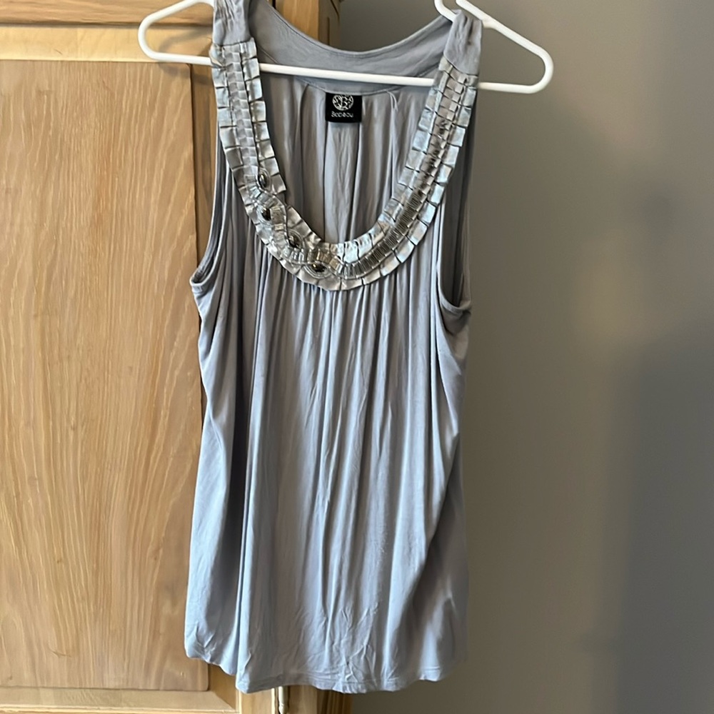 Bobeau gray embellished size XL tank